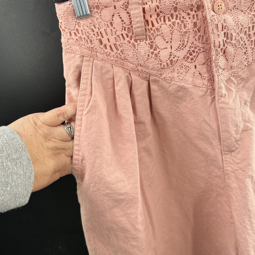 Vintage 80s high waist pleated lace cottagecore pale pink mom pants tapered 14 - Picture 9 of 16